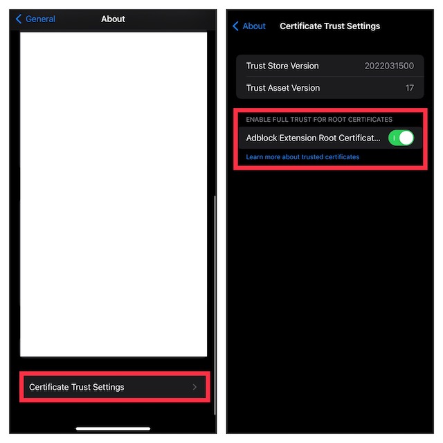 లూనా సర్టిఫికేట్ ట్రస్ట్ సెట్టింగ్లు